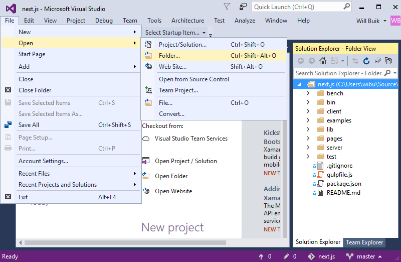 VS 2017 Open Folder