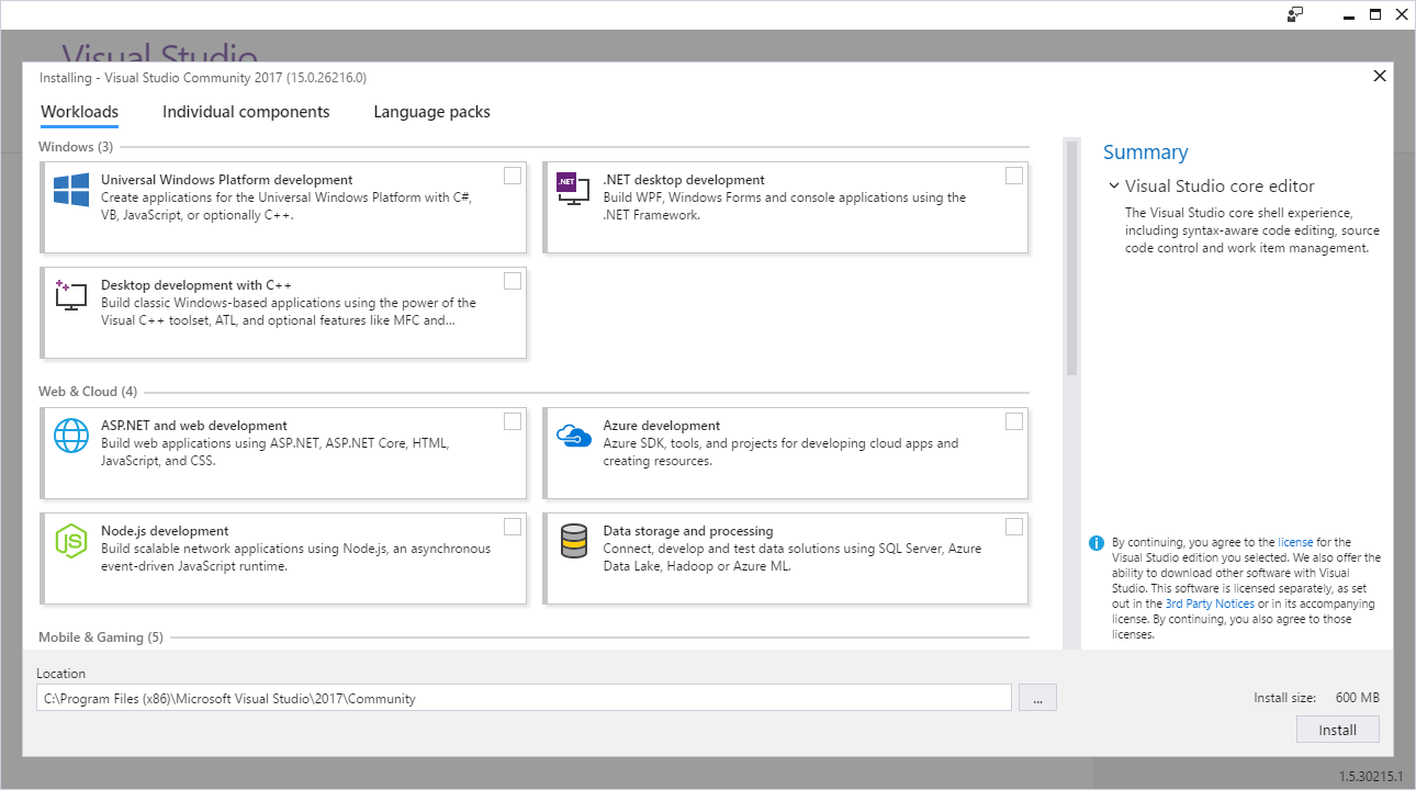 VS 2017 installer